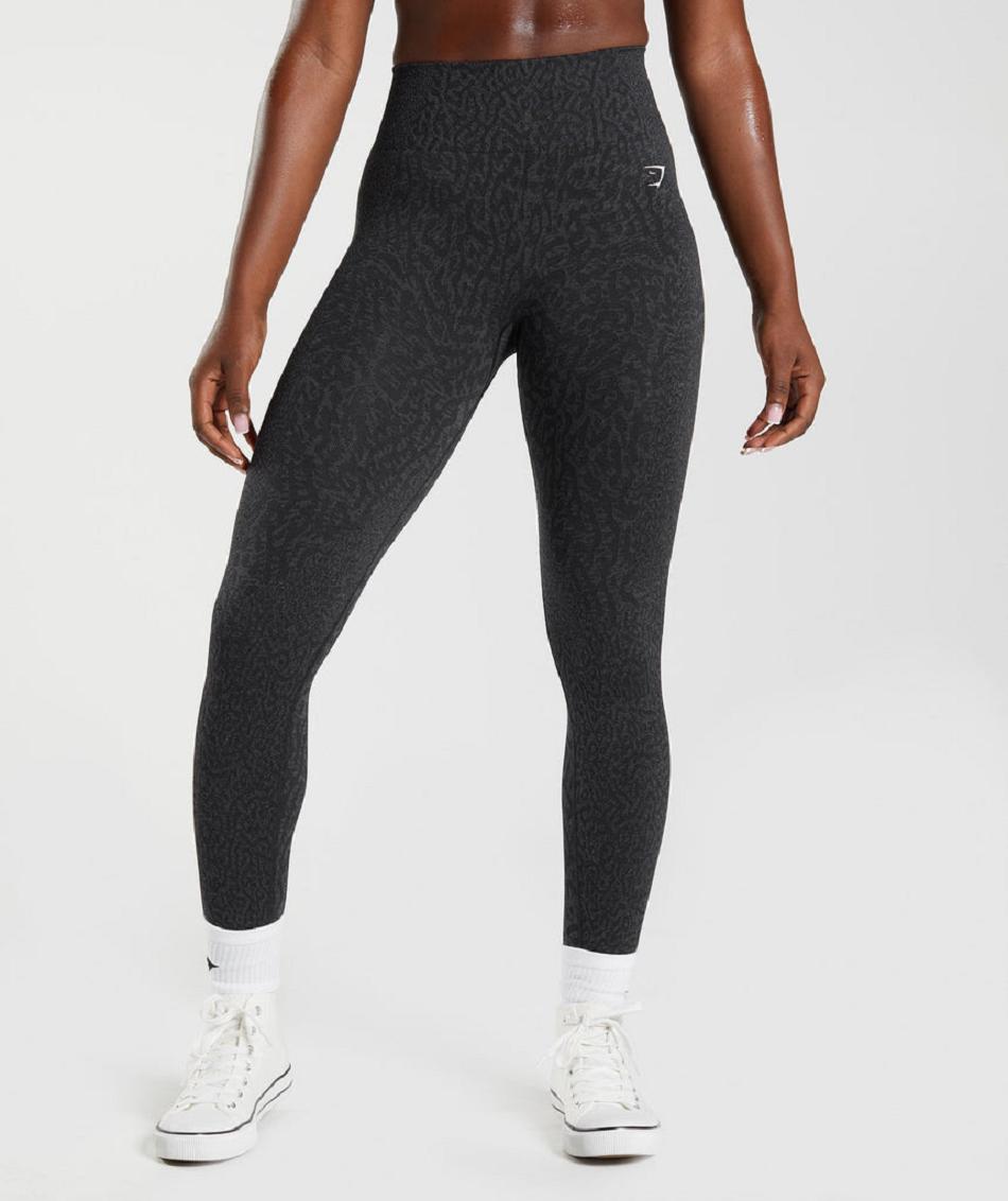 Legginsy Damskie Gymshark Adapt Animal Seamless Czarne | PL 2248SGL